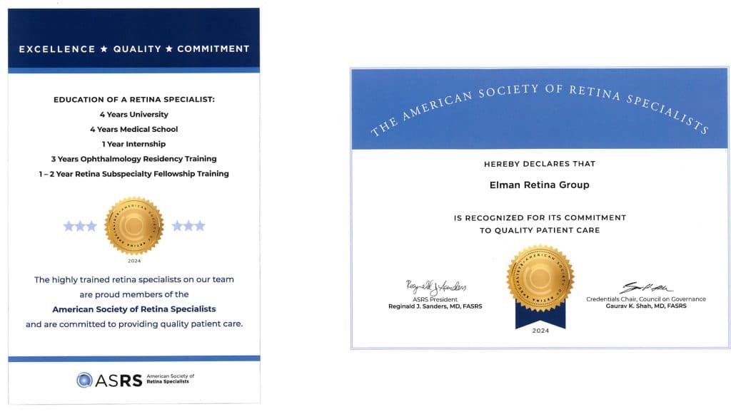 American Society of Retina Specialists recognition for commitment and quality patient care